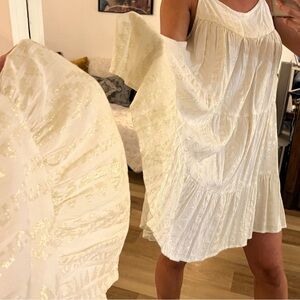 Elan Cream Dress with Subtle Gold Accents